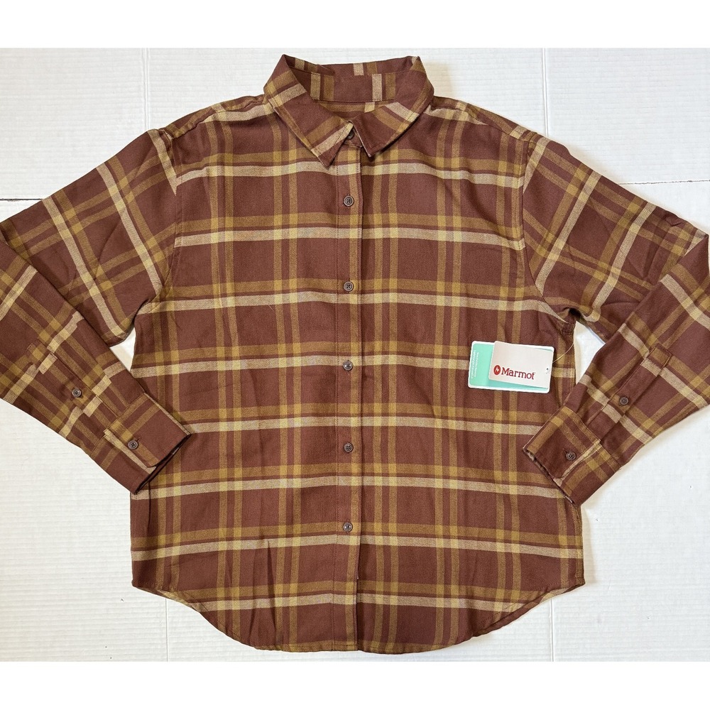 MARMOT Fairfax - Women's Brown‎ Button Flannel Shirt - Size Medium - NWT